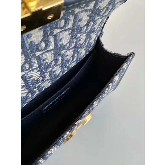 Dior Women CD 30 Montaigne East-West Bag Chain Blue Oblique Jacquard