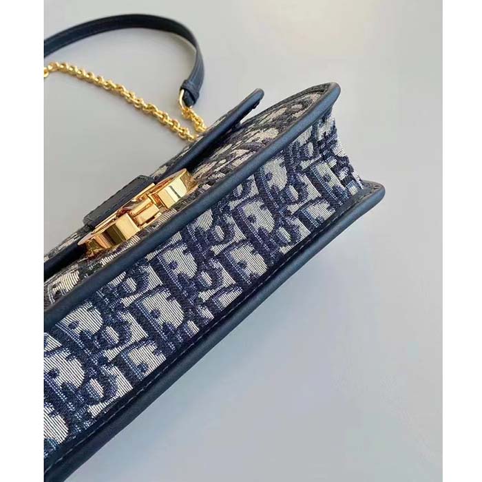Dior Women CD 30 Montaigne East-West Bag Chain Blue Oblique Jacquard