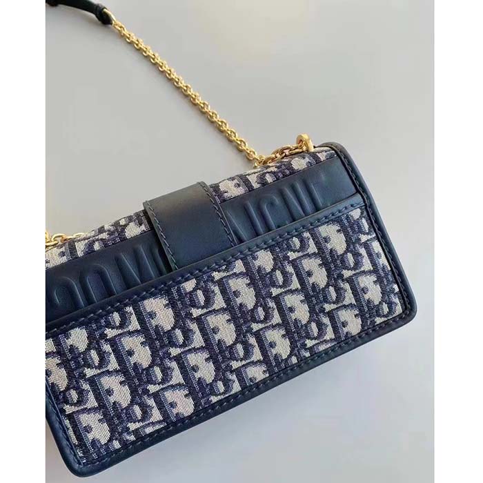 Dior Women CD 30 Montaigne East-West Bag Chain Blue Oblique Jacquard