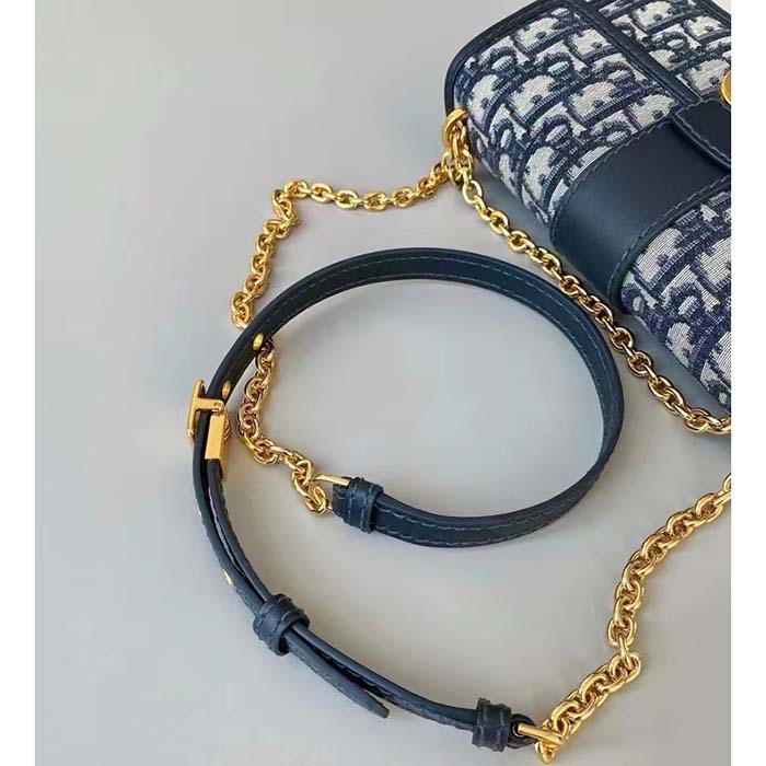 Dior Women CD 30 Montaigne East-West Bag Chain Blue Oblique Jacquard