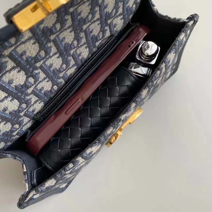 Dior Women CD 30 Montaigne East-West Bag Chain Blue Oblique Jacquard