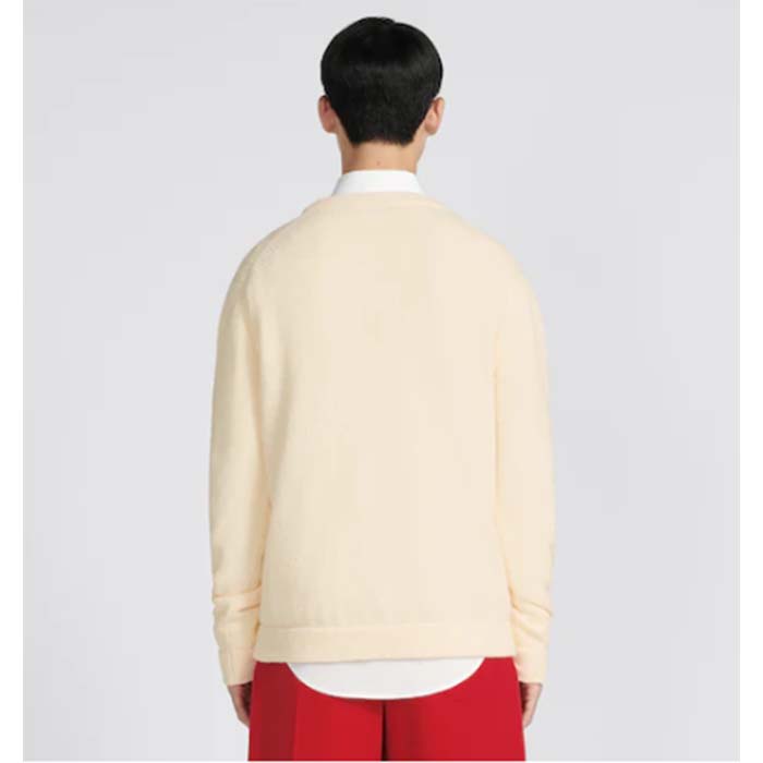 Dior Men CD By Erl Sweater Rabbit Patch Beige Cotton-Blend Jersey Round Neck