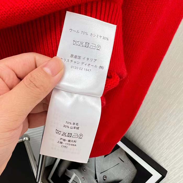 Dior Men CD By Erl Sweater Rabbit Patch Red Cotton-Blend Jersey Round Neck
