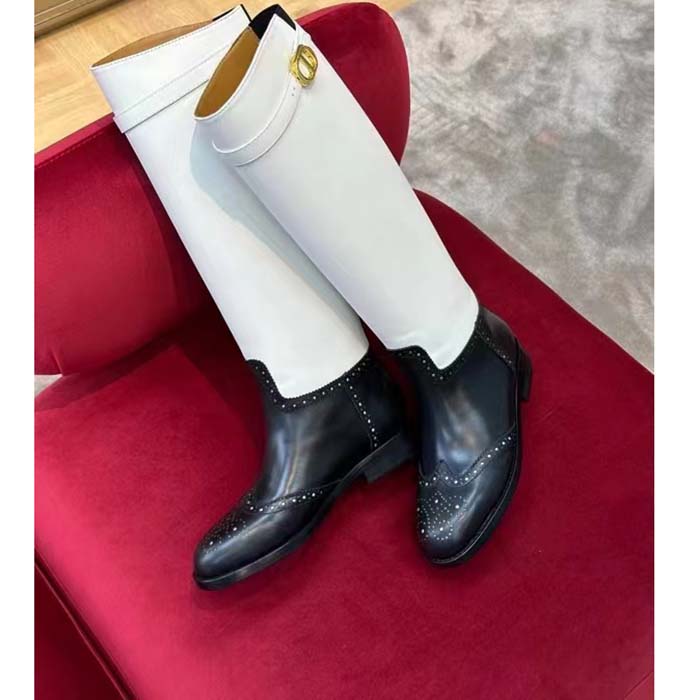 Dior Women CD Dior Empreinte Boot Black White Perforated Calfskin