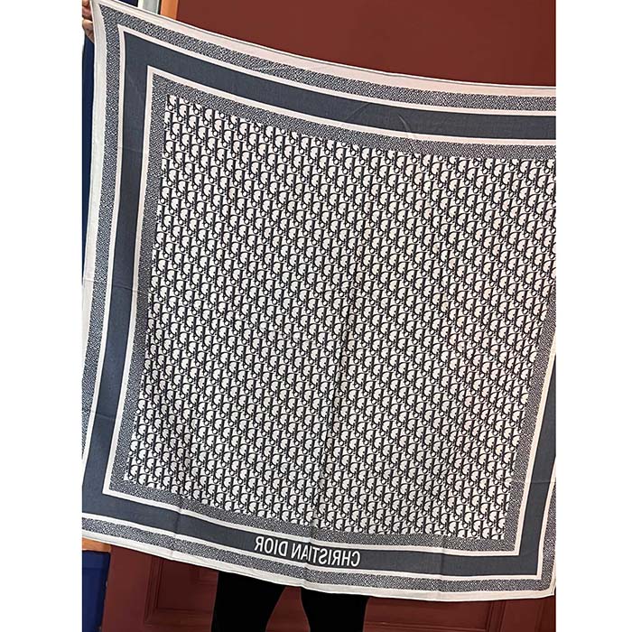 Dior Women CD Dior Oblique Diortwin 70 Square Scarf Navy Blue Silk Twill