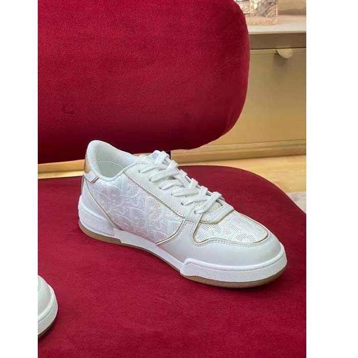 Dior Women CD Dior One Sneaker White Gold-Tone Dior Oblique Perforated Calfskin