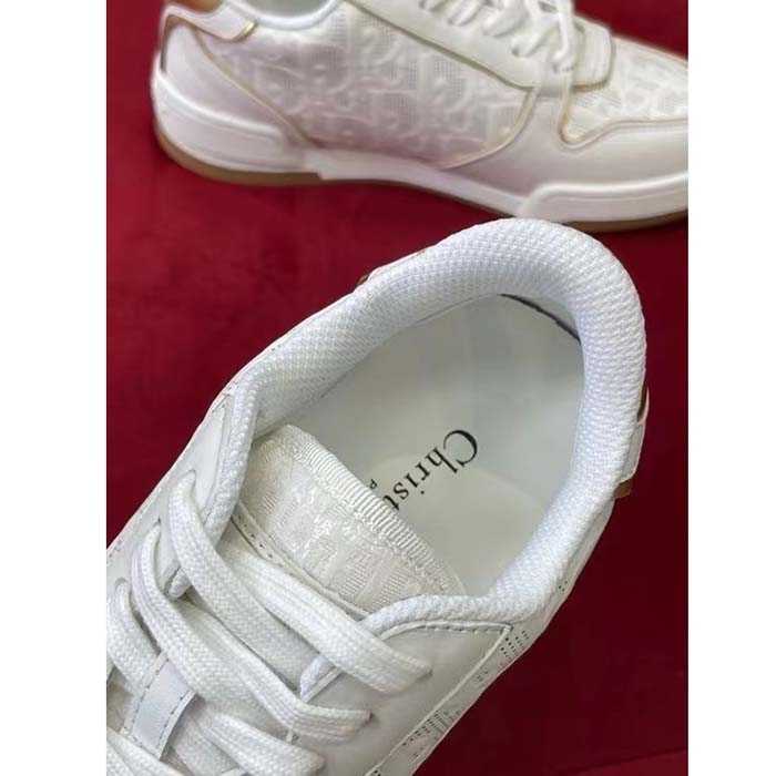 Dior Women CD Dior One Sneaker White Gold-Tone Dior Oblique Perforated Calfskin
