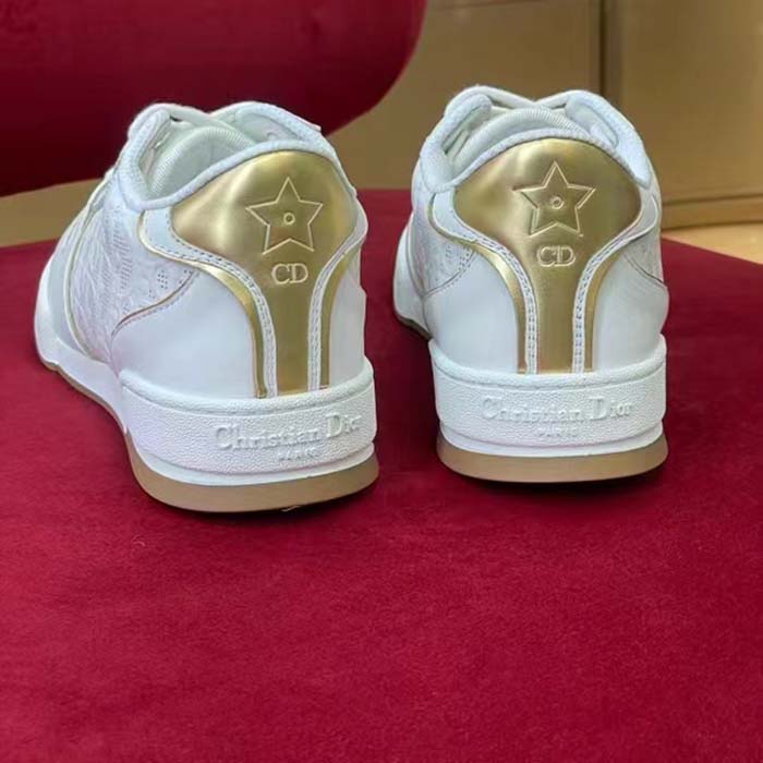 Dior Women CD Dior One Sneaker White Gold-Tone Dior Oblique Perforated Calfskin