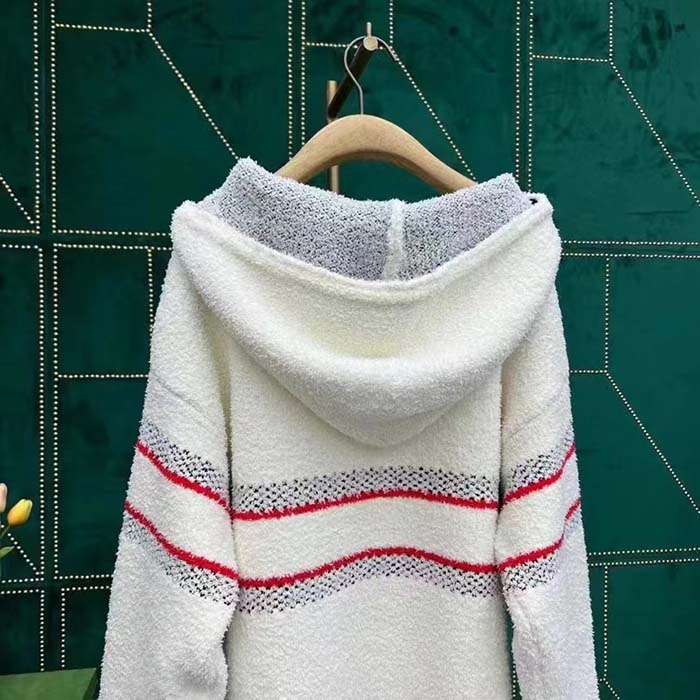 Dior Men CD DiorAlps Hooded Sweater Ecru Technical Wool Textured Knit Star
