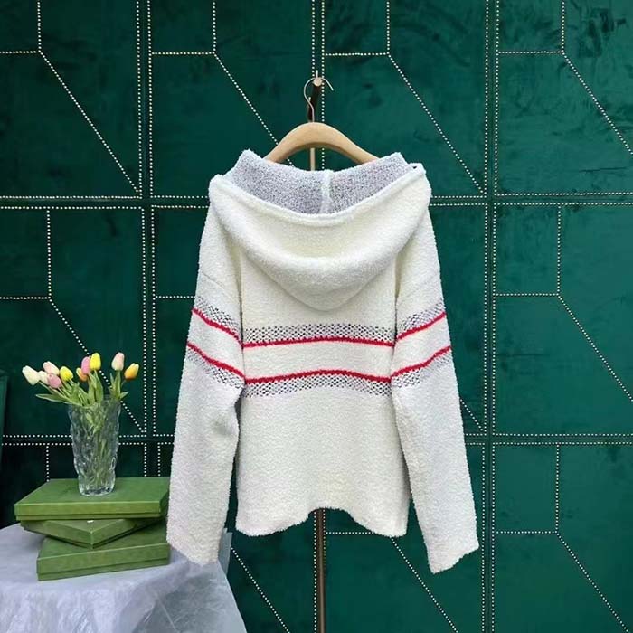 Dior Men CD DiorAlps Hooded Sweater Ecru Technical Wool Textured Knit Star