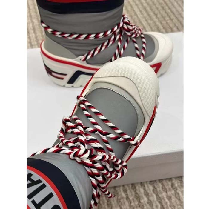 Dior Women CD DiorAlps Snow Ankle Boot Silver-Tone Star Reflective Technical Fabric