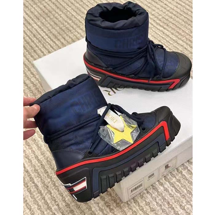 Dior Women CD DiorAlps Snow Boot Deep Blue Navy Mizza Shiny Nylon