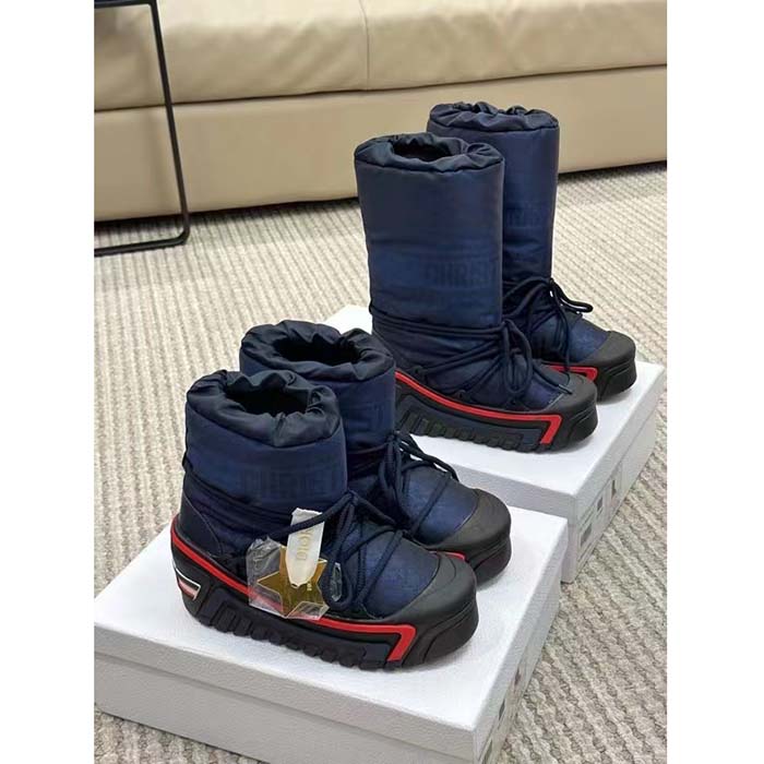 Dior Women CD DiorAlps Snow Boot Deep Blue Navy Mizza Shiny Nylon