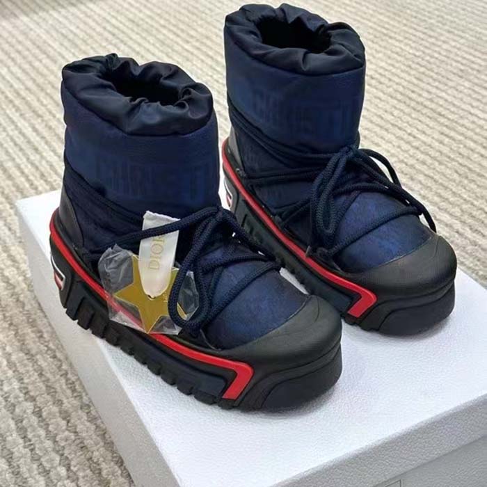 Dior Women CD DiorAlps Snow Boot Deep Blue Navy Mizza Shiny Nylon