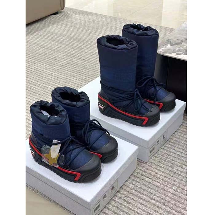 Dior Women CD DiorAlps Snow Boot Deep Blue Navy Mizza Shiny Nylon