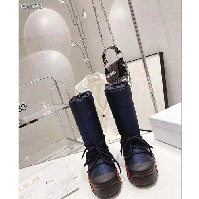 Dior Women CD Dioralps Snow Boot Deep Blue Mizza Shiny Nylon