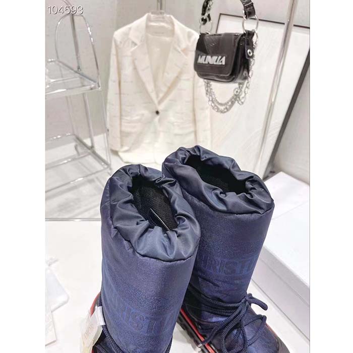Dior Women CD Dioralps Snow Boot Deep Blue Mizza Shiny Nylon