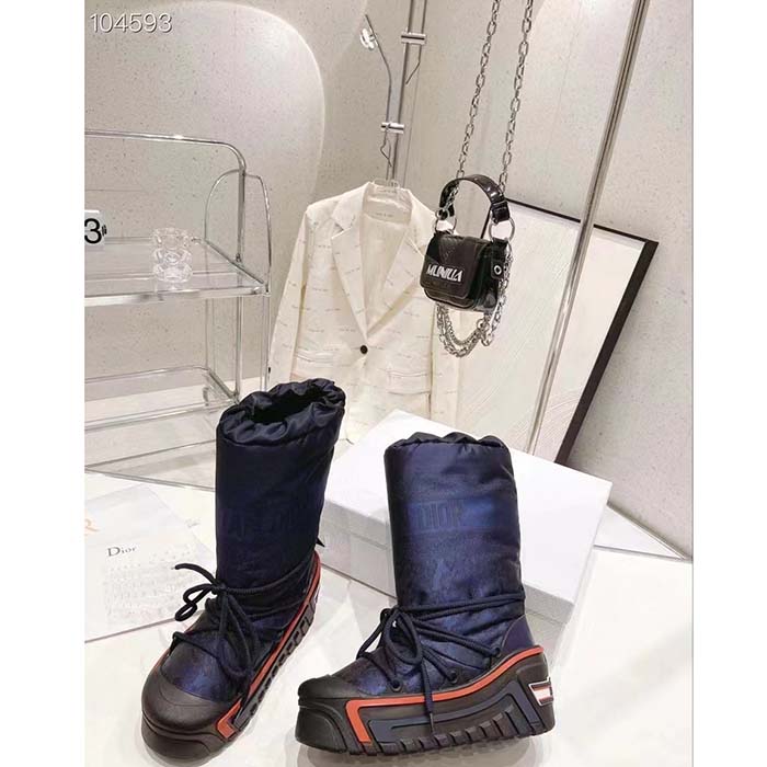 Dior Women CD Dioralps Snow Boot Deep Blue Mizza Shiny Nylon