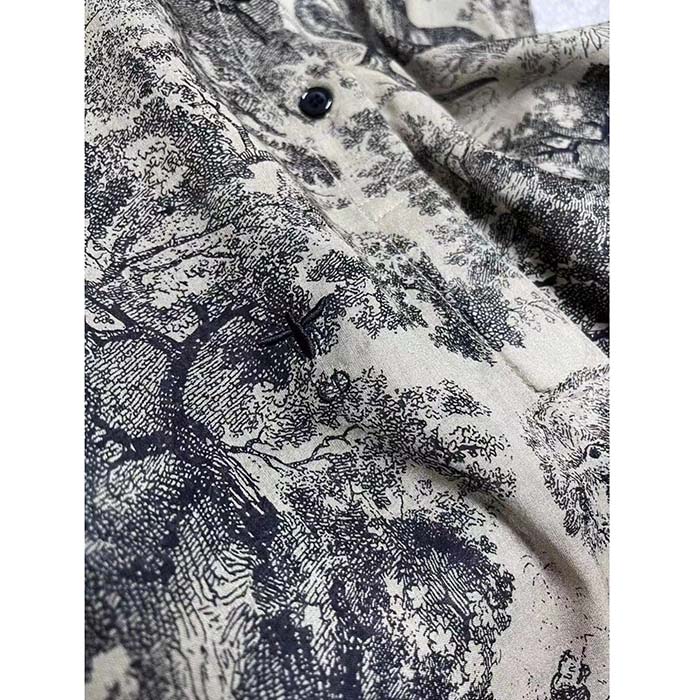 Dior Men CD Long Blouse Hazelnut Cotton Voile Toile de Jouy Motif