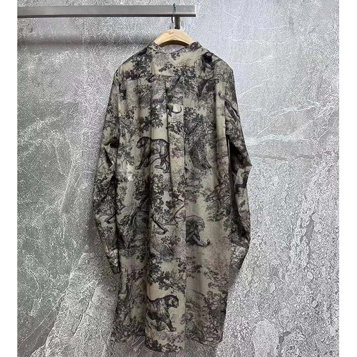 Dior Men CD Long Blouse Hazelnut Cotton Voile Toile de Jouy Motif
