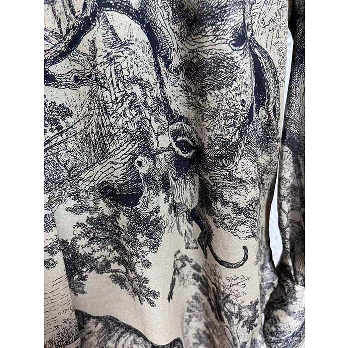 Dior Men CD Long Blouse Hazelnut Cotton Voile Toile de Jouy Motif
