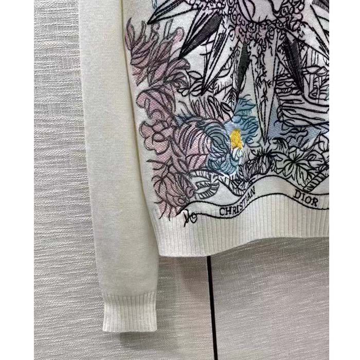Dior Men CD Sweater Ecru Cashmere Knit Multicolor Rêve D’Infini Motif