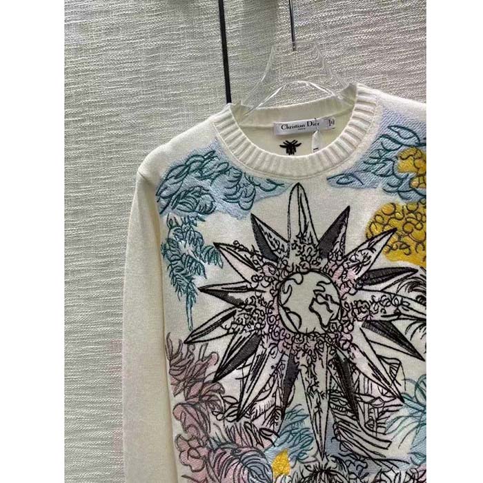 Dior Men CD Sweater Ecru Cashmere Knit Multicolor Rêve D’Infini Motif