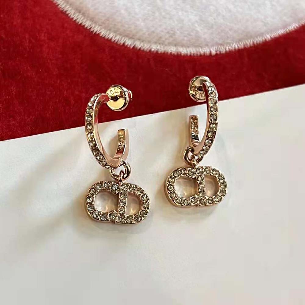 Dior Women Clair D Lune Earrings Pink-Finish Metal and Pink Crystals