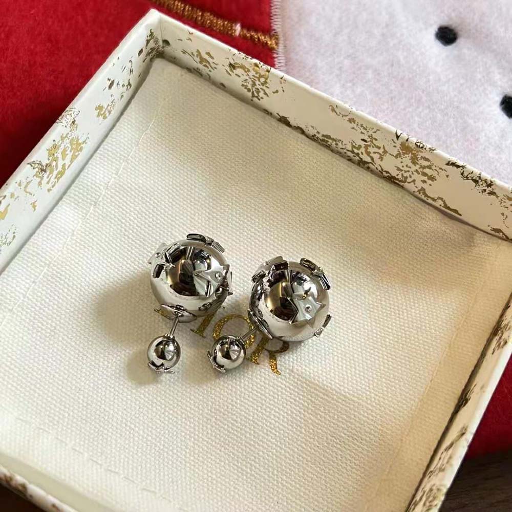 Dior Women Tribales Earrings Silver and Silver-Tone Crystals