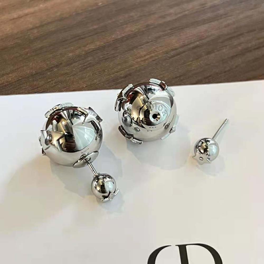 Dior Women Tribales Earrings Silver and Silver-Tone Crystals