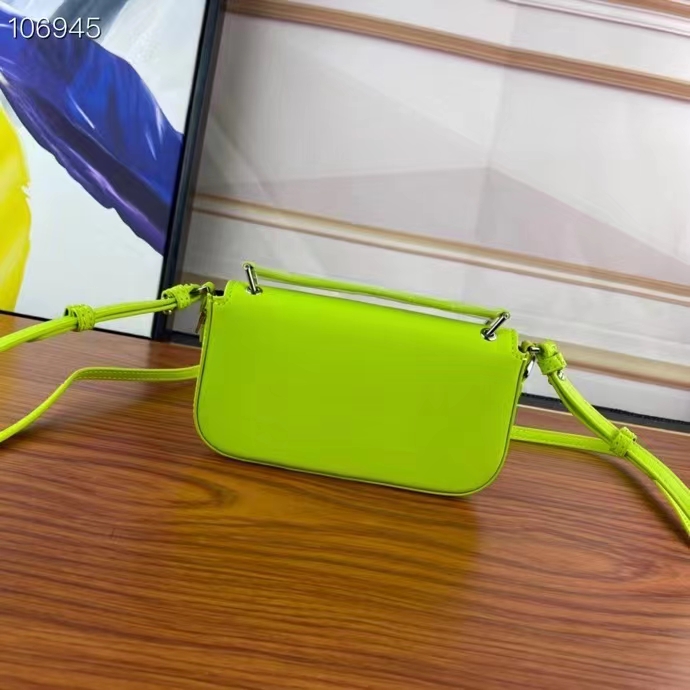 Fendi Women FF Baguette Phone Pouch Acid Green Silk Pouch
