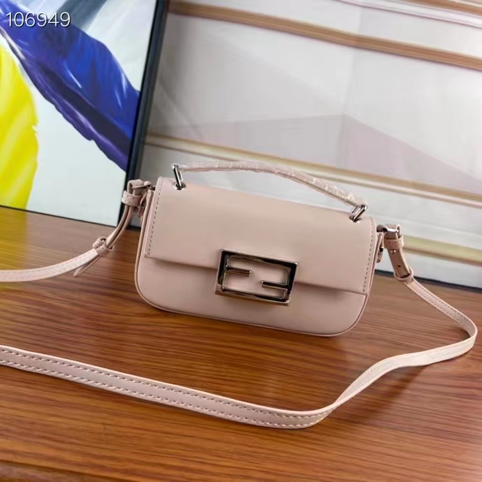 Fendi Women FF Baguette Phone Pouch Pink Silk Pouch