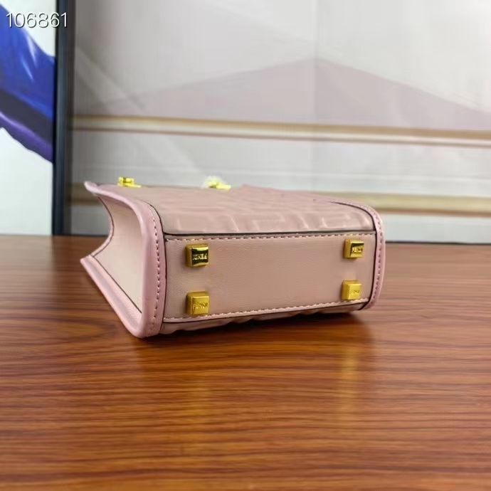 Fendi Women FF Mini Sunshine Shopper Pink Leather Mini Bag