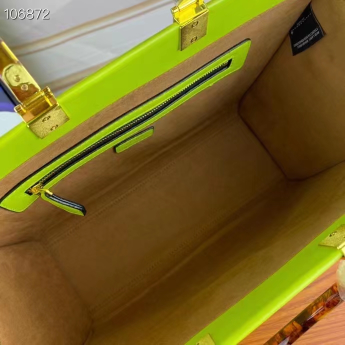 Fendi Women FF Sunshine Medium Acid Green Leather Shopper