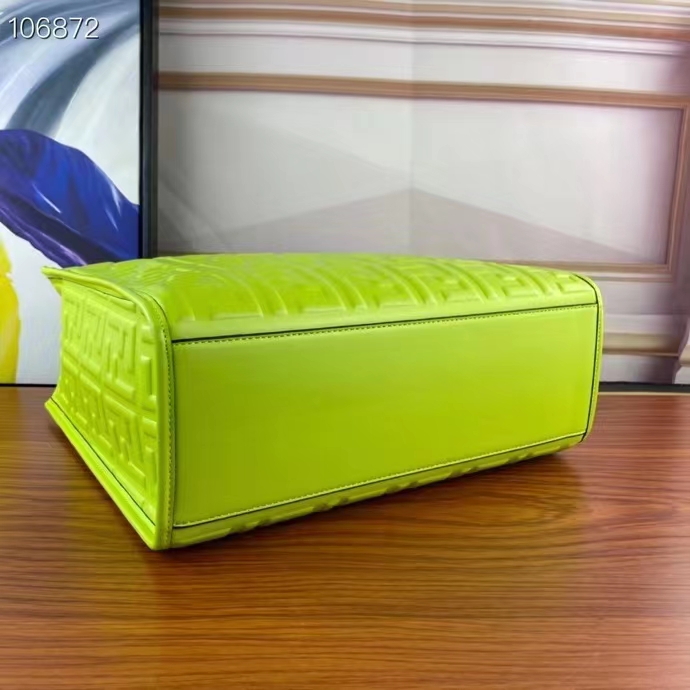 Fendi Women FF Sunshine Medium Acid Green Leather Shopper