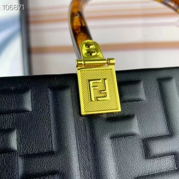 Fendi Women FF Sunshine Medium Black Leather Shopper