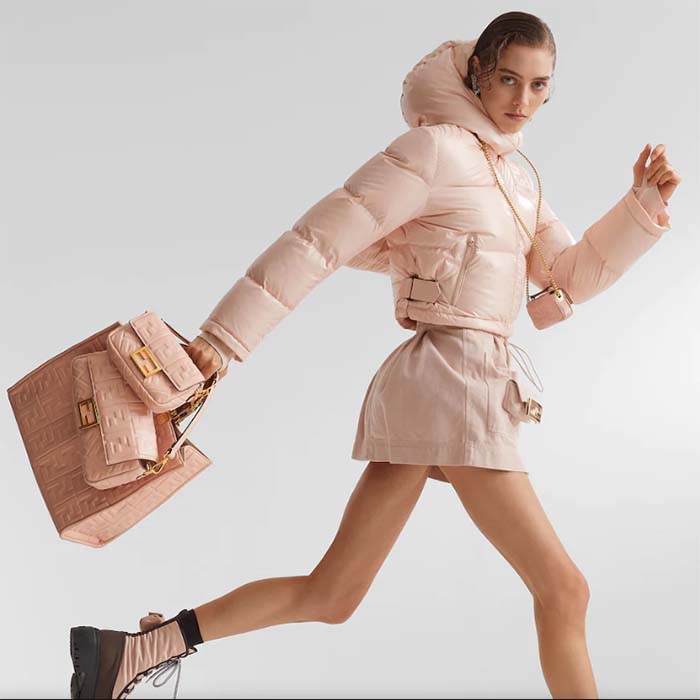 Fendi Women FF Sunshine Medium Pink Leather Shopper
