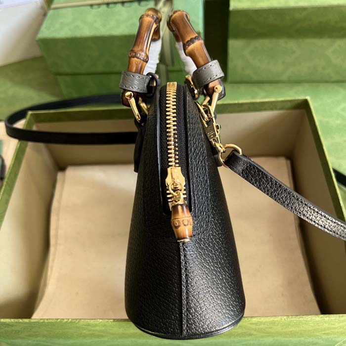 Gucci GG Women Gucci Diana Mini Tote Bag Black Leather Double G