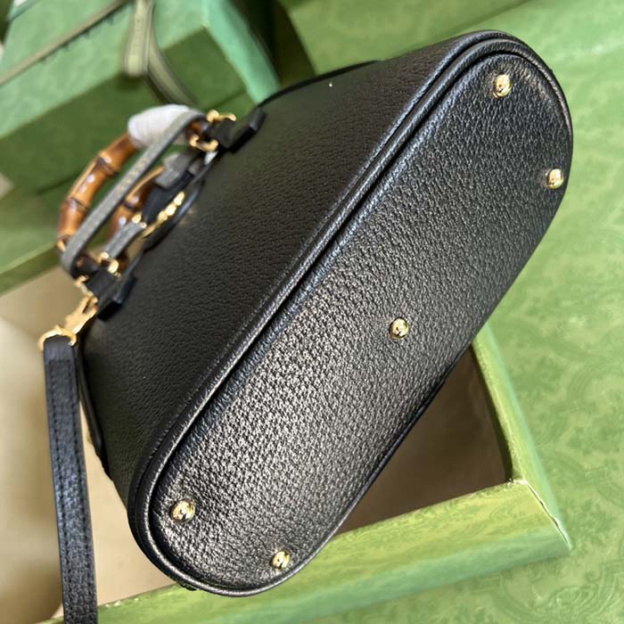 Gucci GG Women Gucci Diana Mini Tote Bag Black Leather Double G