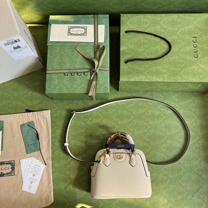 Gucci GG Women Gucci Diana Mini Tote Bag White Leather Double G