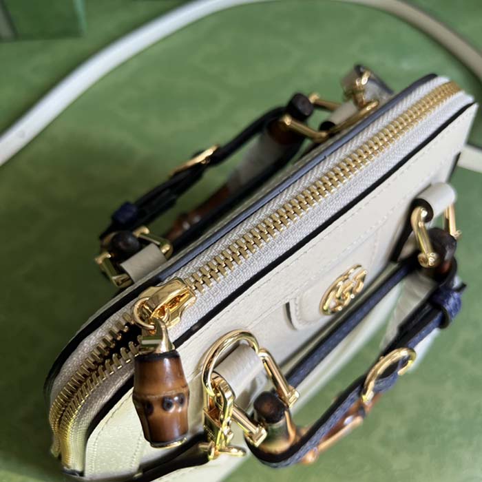 Gucci GG Women Gucci Diana Mini Tote Bag White Leather Double G