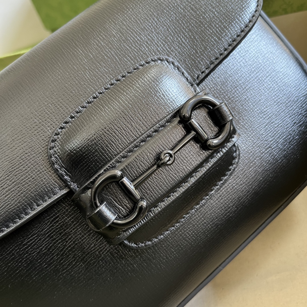 Gucci GG Women Horsebit 1955 Small Shoulder Bag Black Leather