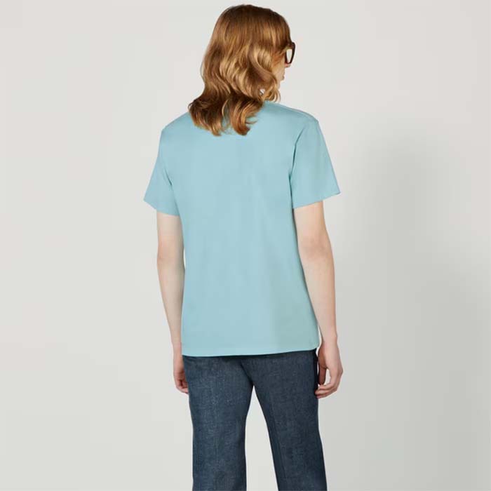 Gucci Men GG HA HA HA Cherry T-Shirt Light Blue Medium Cotton Jersey Crewneck