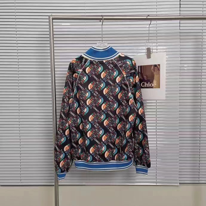 Gucci Women GG The North Face x Gucci Zip Jacket Logo Print Black Technical Jersey