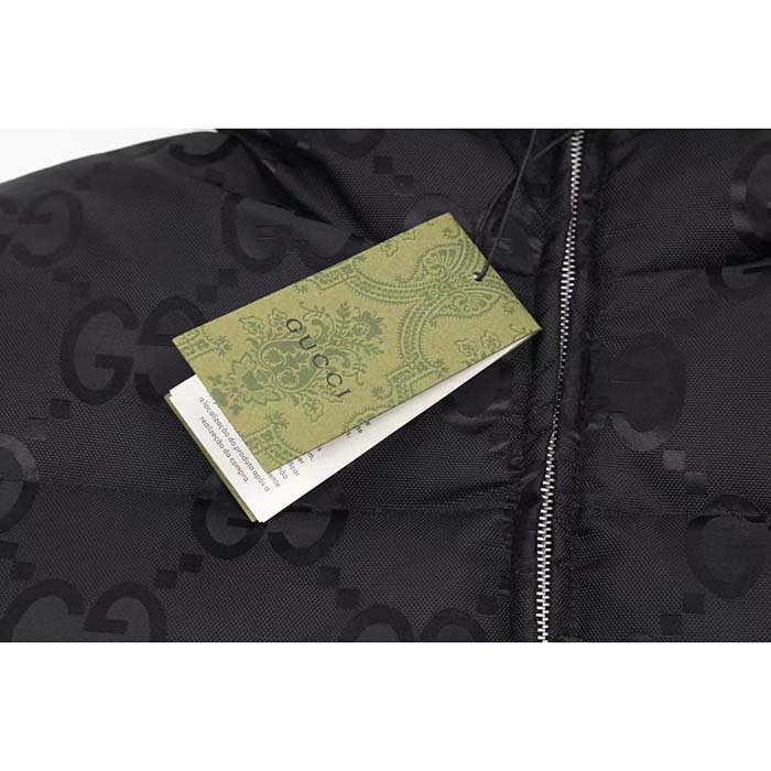 Gucci Men Jumbo GG Canvas Down Jacket Black Jumbo GG Nylon Canvas