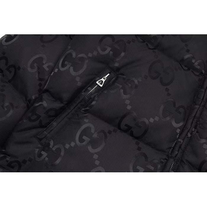 Gucci Men Jumbo GG Canvas Down Jacket Black Jumbo GG Nylon Canvas