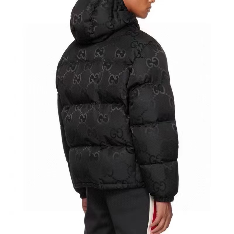 Gucci Men Jumbo GG Canvas Down Jacket Black Jumbo GG Nylon Canvas