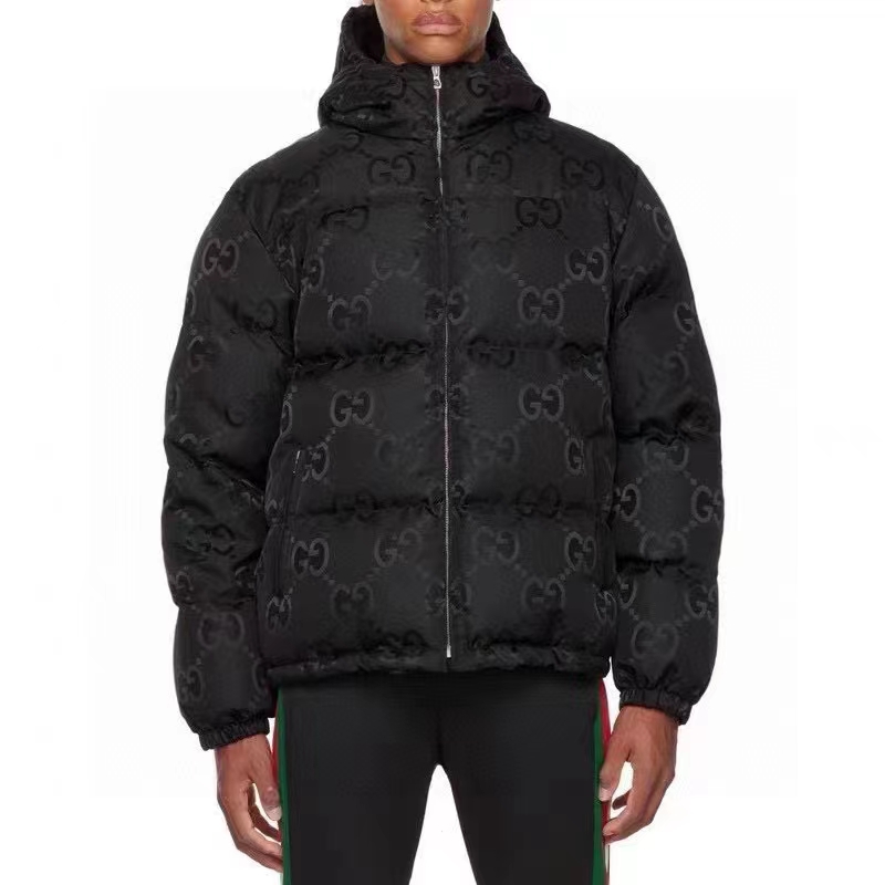 Gucci Men Jumbo GG Canvas Down Jacket Black Jumbo GG Nylon Canvas