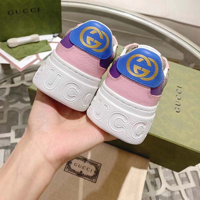 Gucci Unisex GG Sneaker Beige Ebony GG Supreme Canvas Mid Heel 5.6 Cm Heel