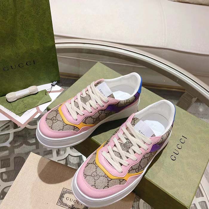 Gucci Unisex GG Sneaker Beige Ebony GG Supreme Canvas Mid Heel 5.6 Cm Heel